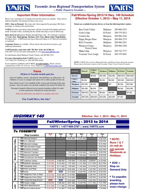 yarts bus schedule